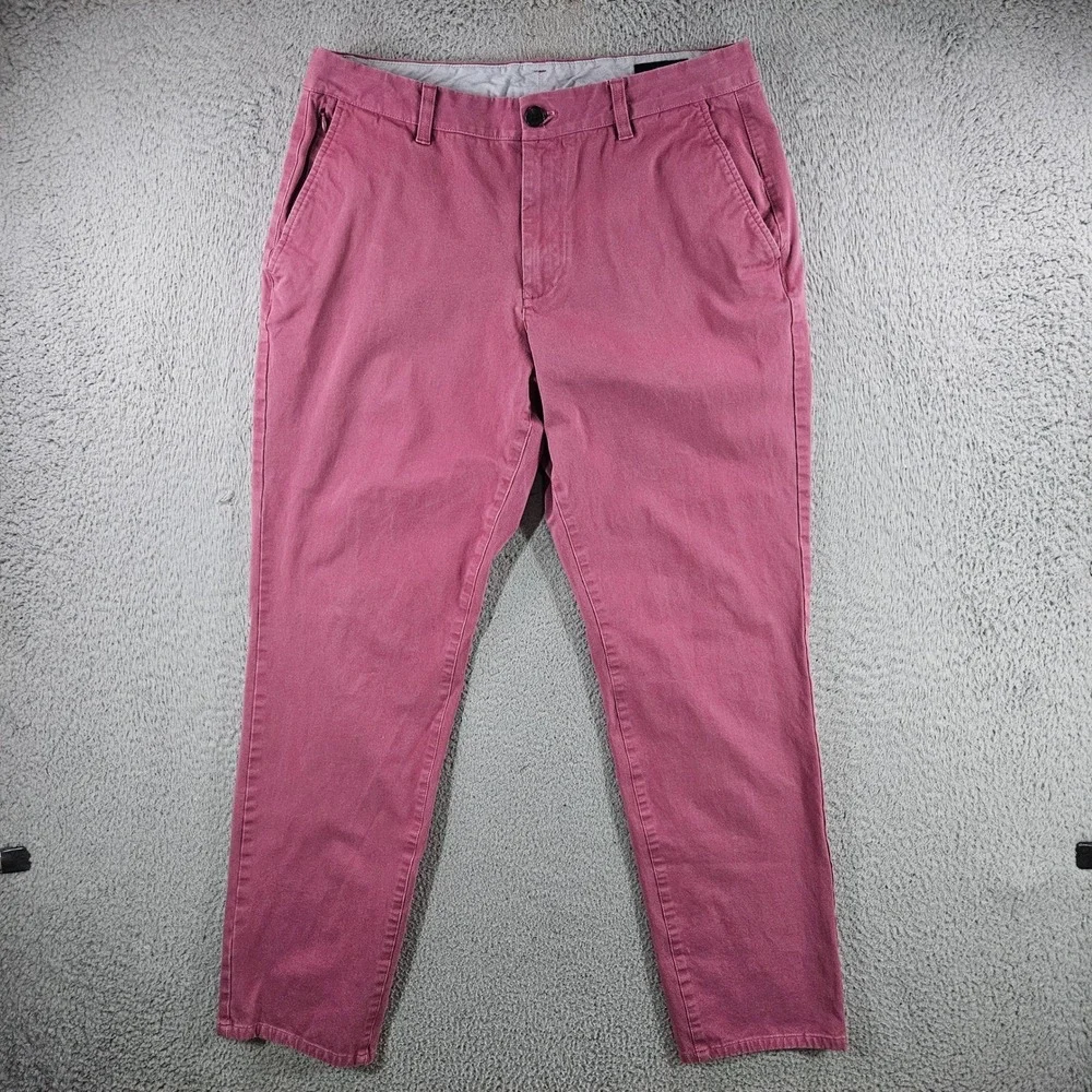 Bonobos Mens Athletic Fit Chino Pants Pink Stretch Cotton 33x32